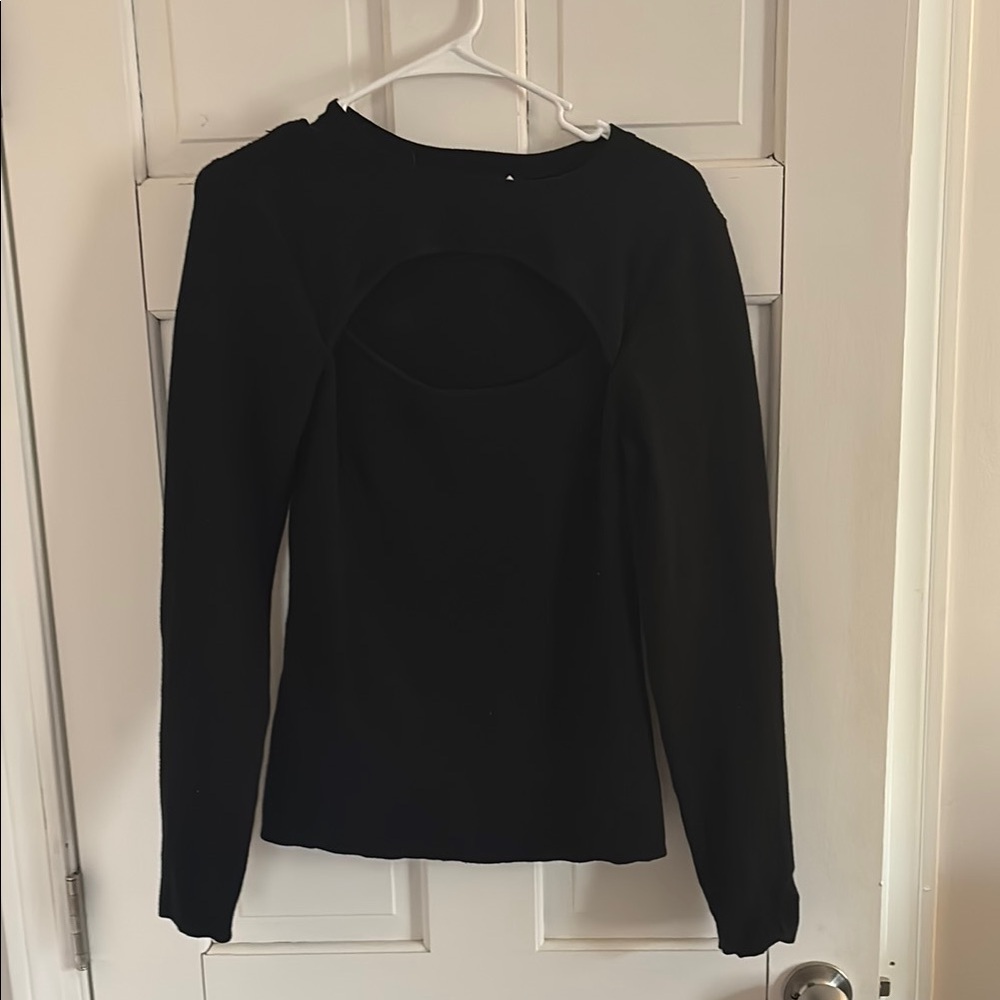 Good American Black Fitted Long Sleeve Bodysuit Sweater